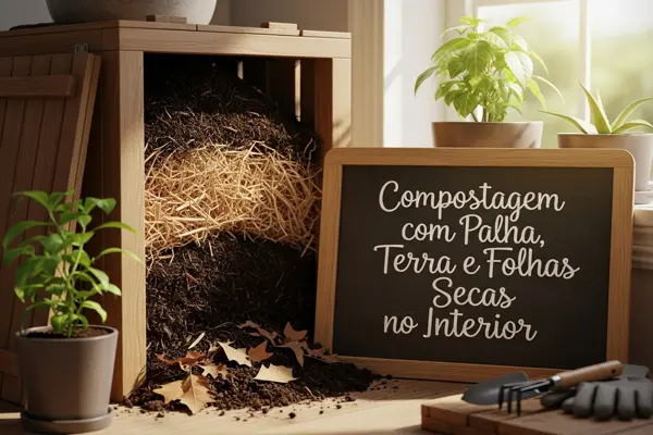 Compostagem com Palha, Terra e Folhas Secas no Interior